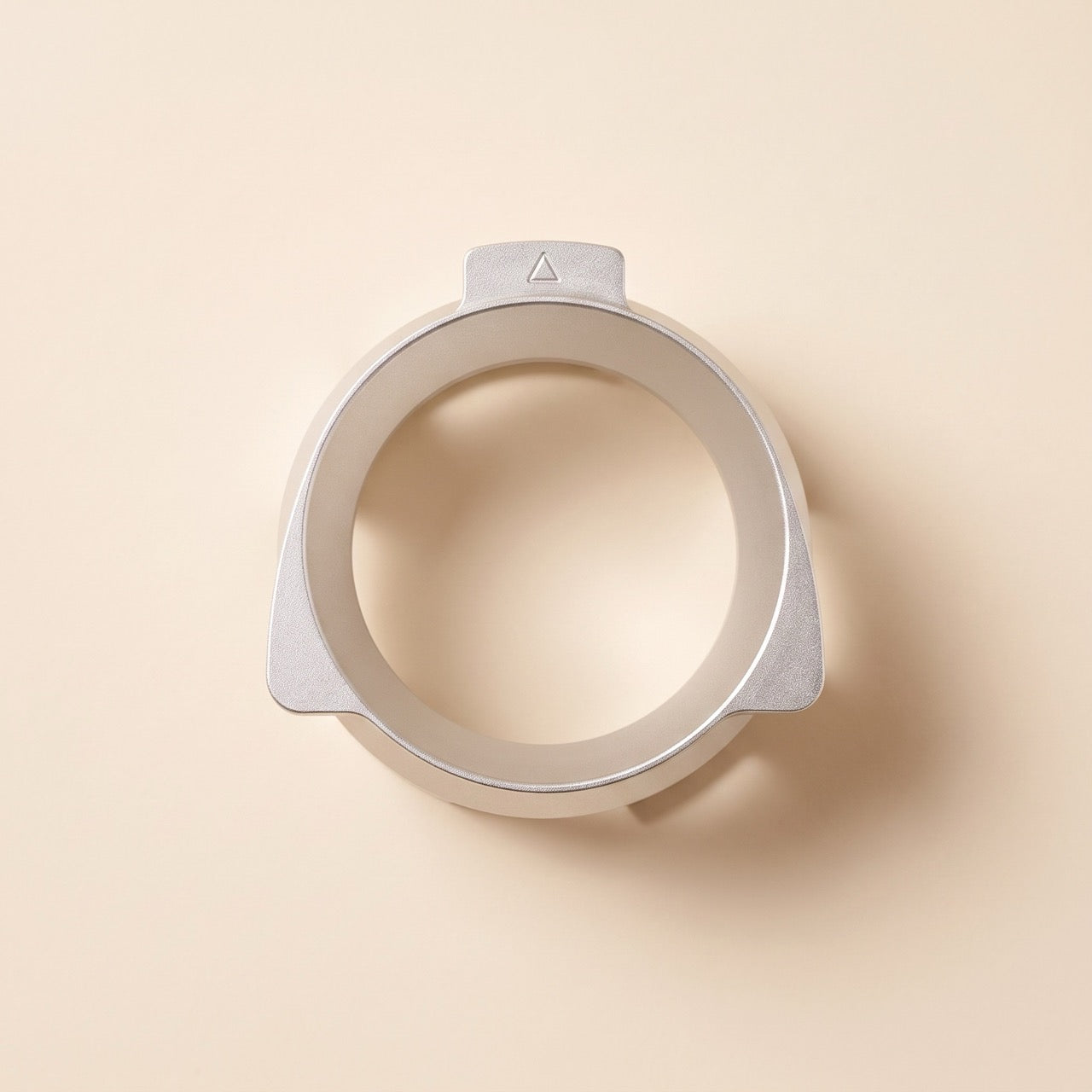 Silver aluminium dosing funnel variant, angled view
