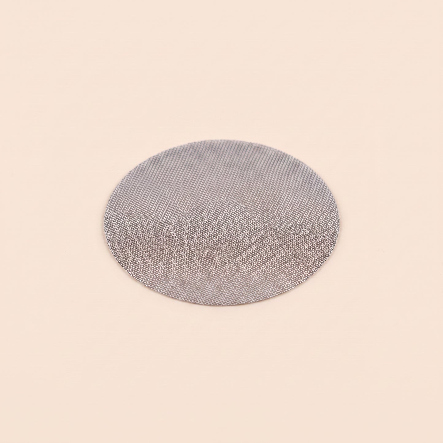 Puck screen top-down view showing the flat stainless mesh disc and bound edge