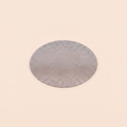 Puck screen top-down view showing the flat stainless mesh disc and bound edge
