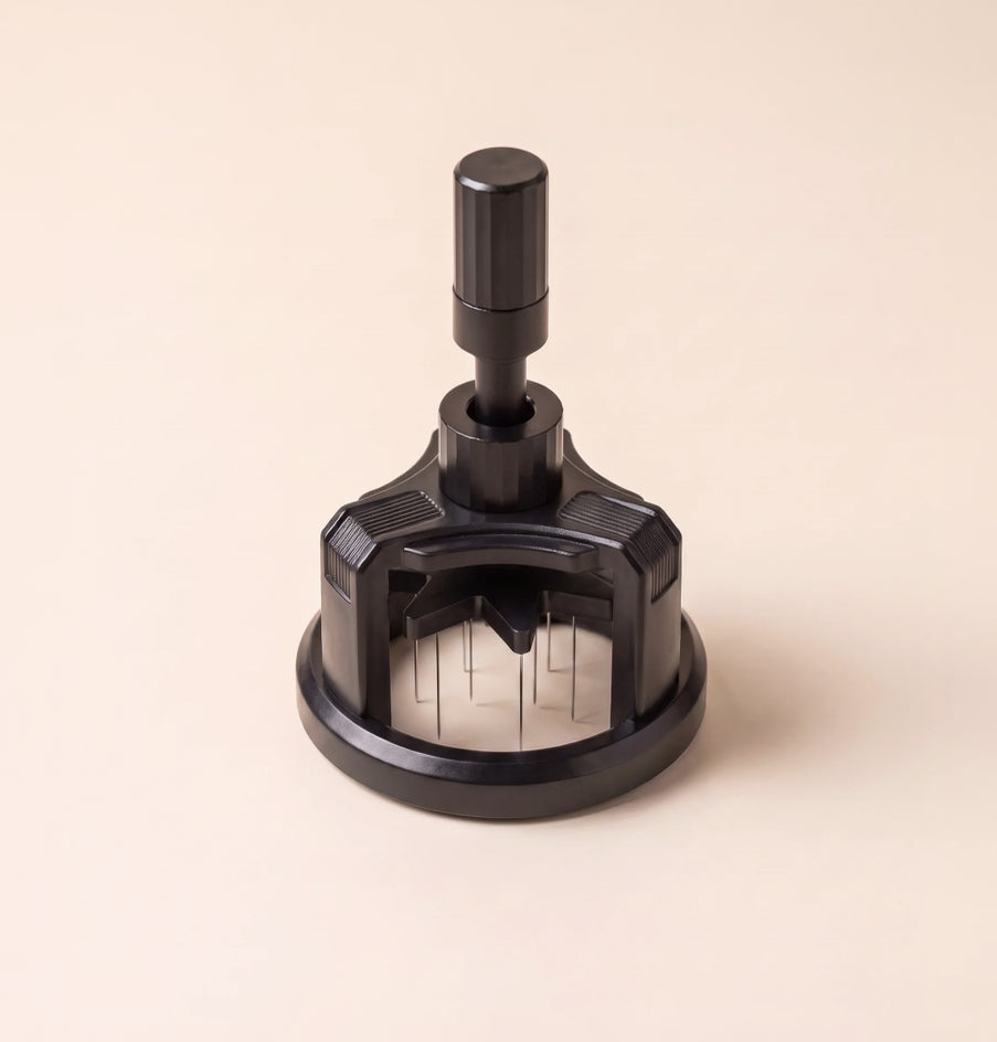 Rotary WDT tool side profile showing the telescoping height-adjust shaft and magnetic base