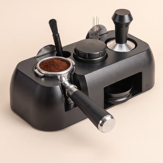 ABS tamping station, Black, front view on a neutral background